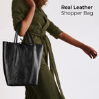Italian Genuine Metallic Calf Leather Tote Bag 201718
