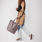 Italian Genuine Metallic Calf Leather Tote Bag 201718