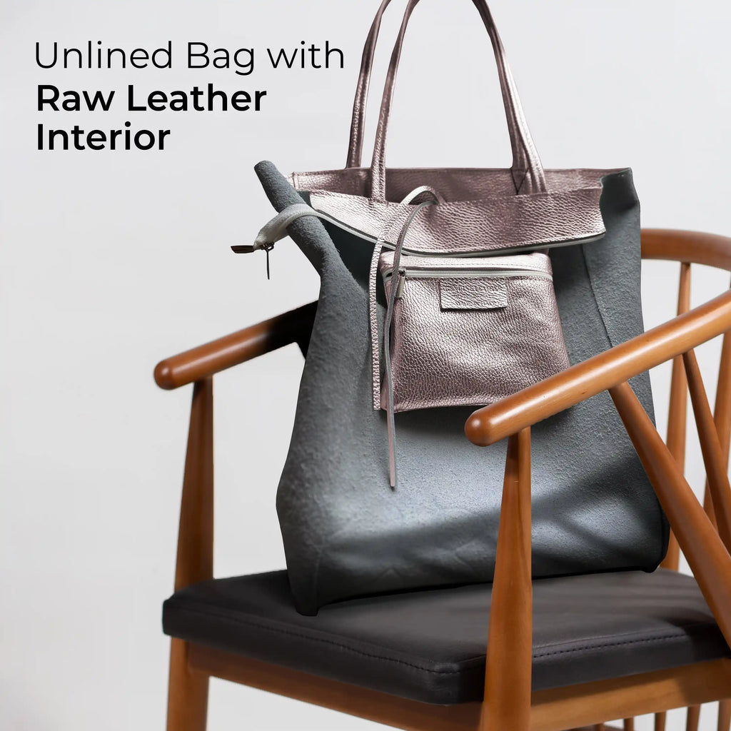Italian Genuine Metallic Calf Leather Tote Bag 201718
