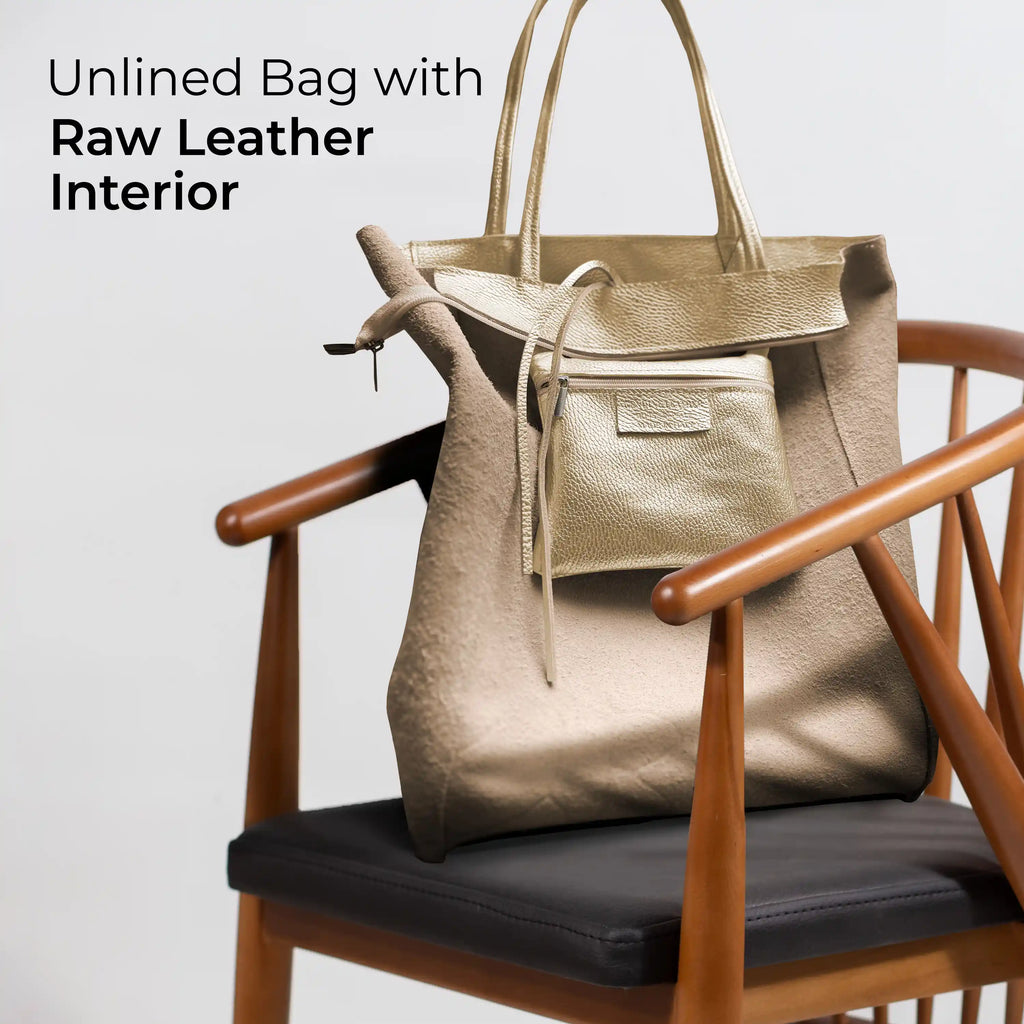 Italian Genuine Metallic Calf Leather Tote Bag 201718