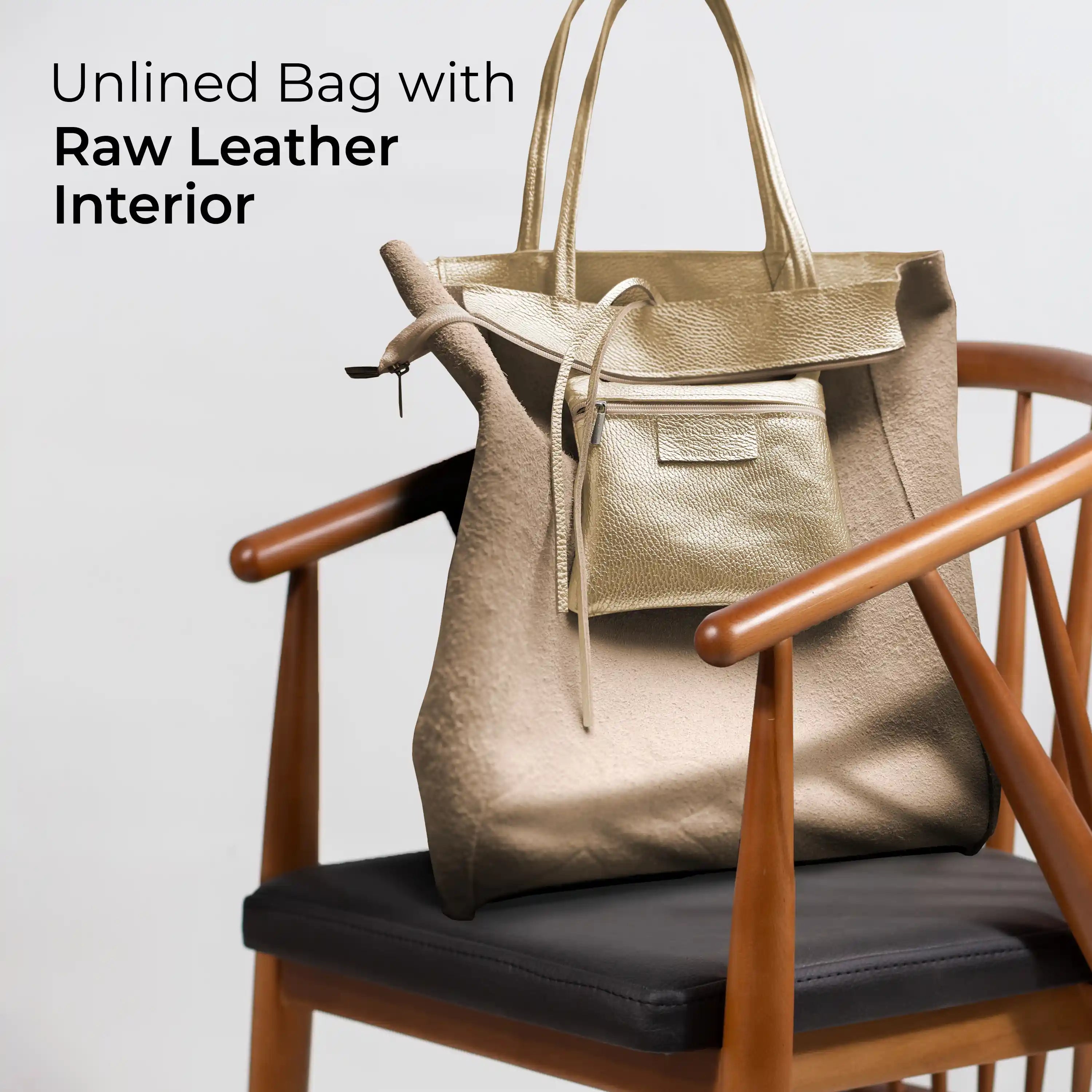 Italian Genuine Metallic Calf Leather Tote Bag 201718