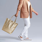 Italian Genuine Metallic Calf Leather Tote Bag 201718