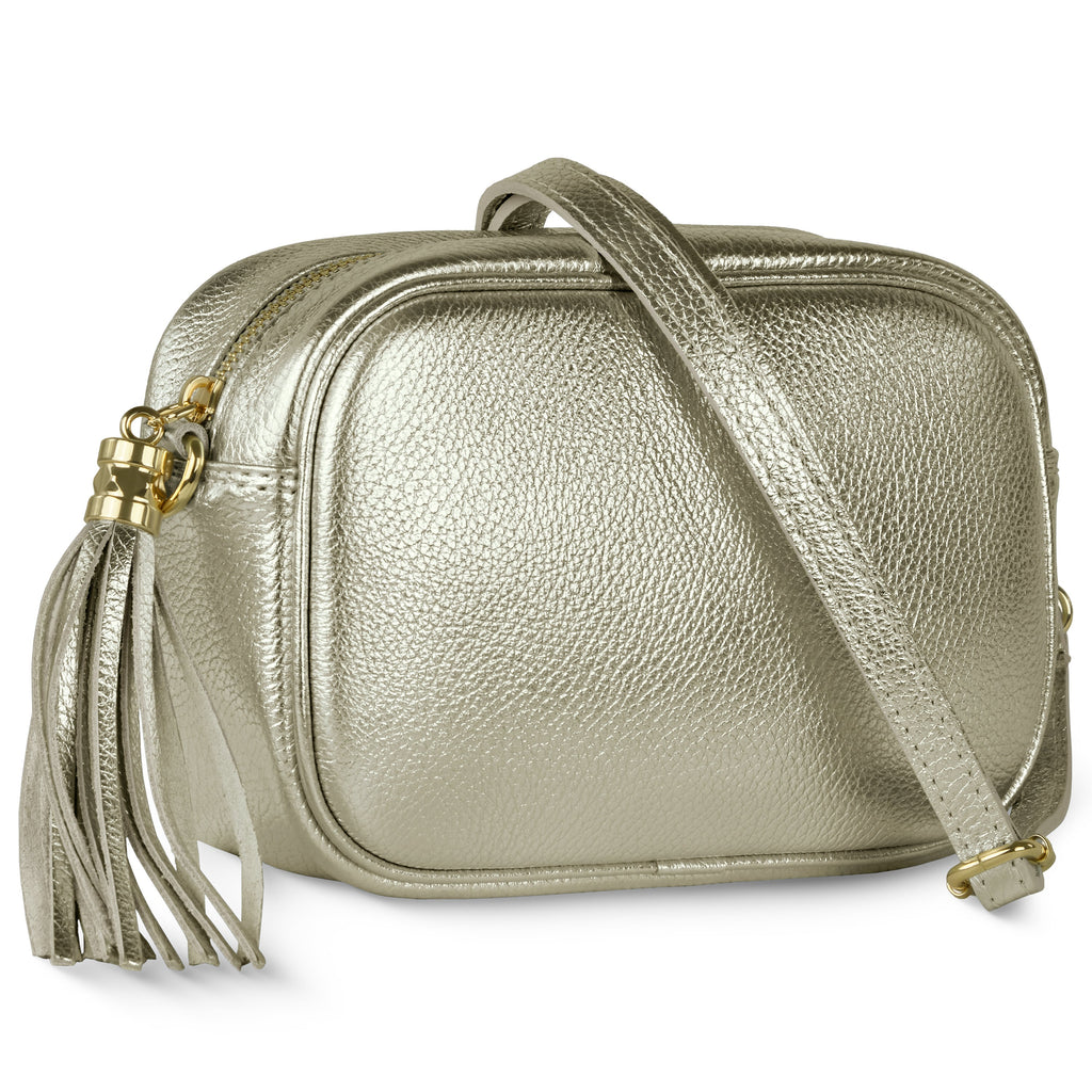 Italian Genuine Metallic Calf Leather Crossbody Bag 231302