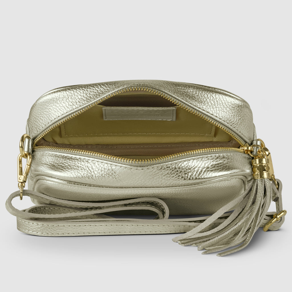 Italian Genuine Metallic Calf Leather Crossbody Bag 231302