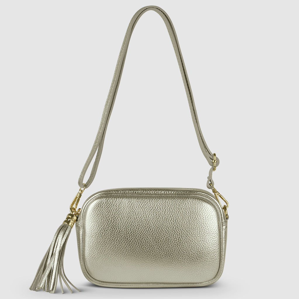 Italian Genuine Metallic Calf Leather Crossbody Bag 231302