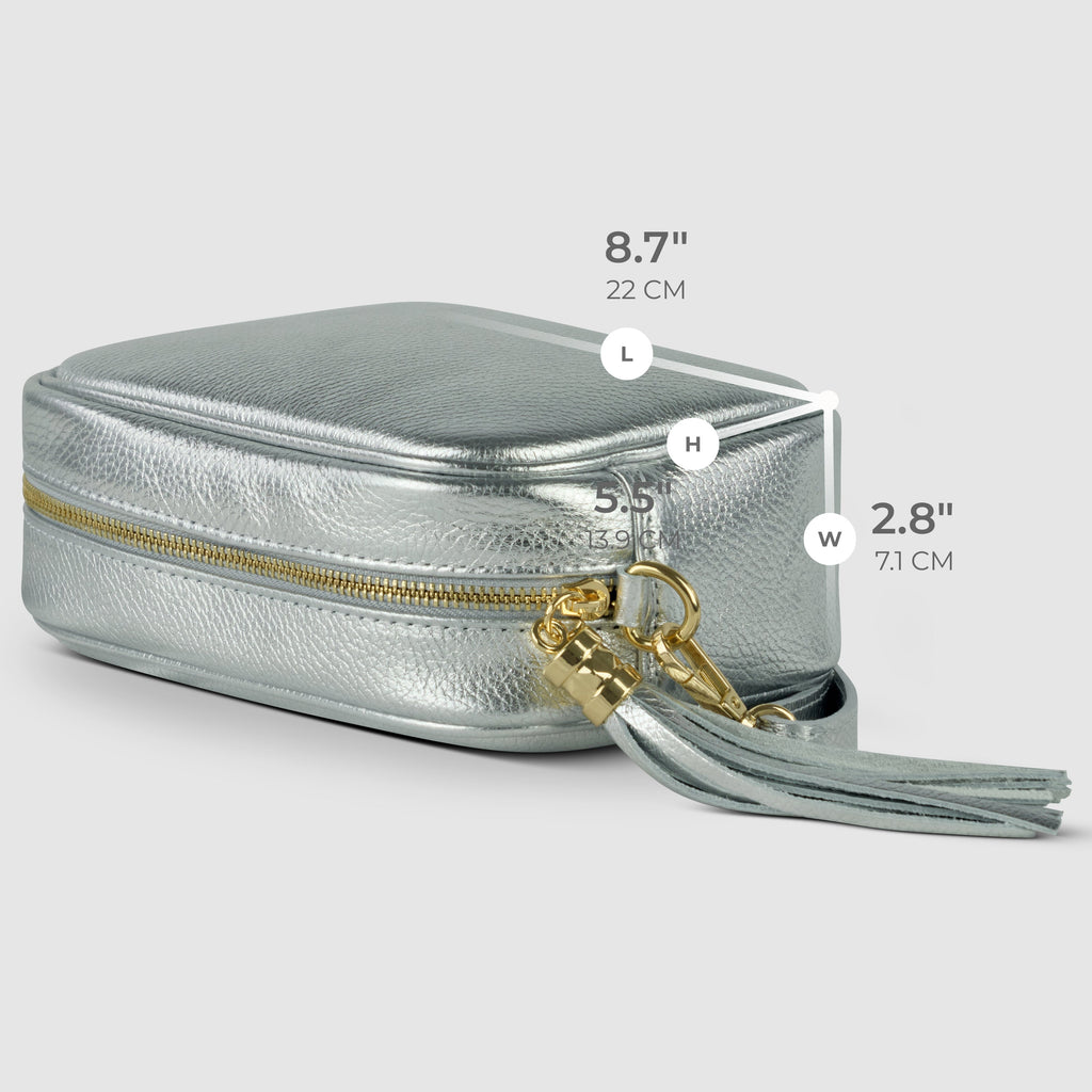 Italian Genuine Metallic Calf Leather Crossbody Bag 231302