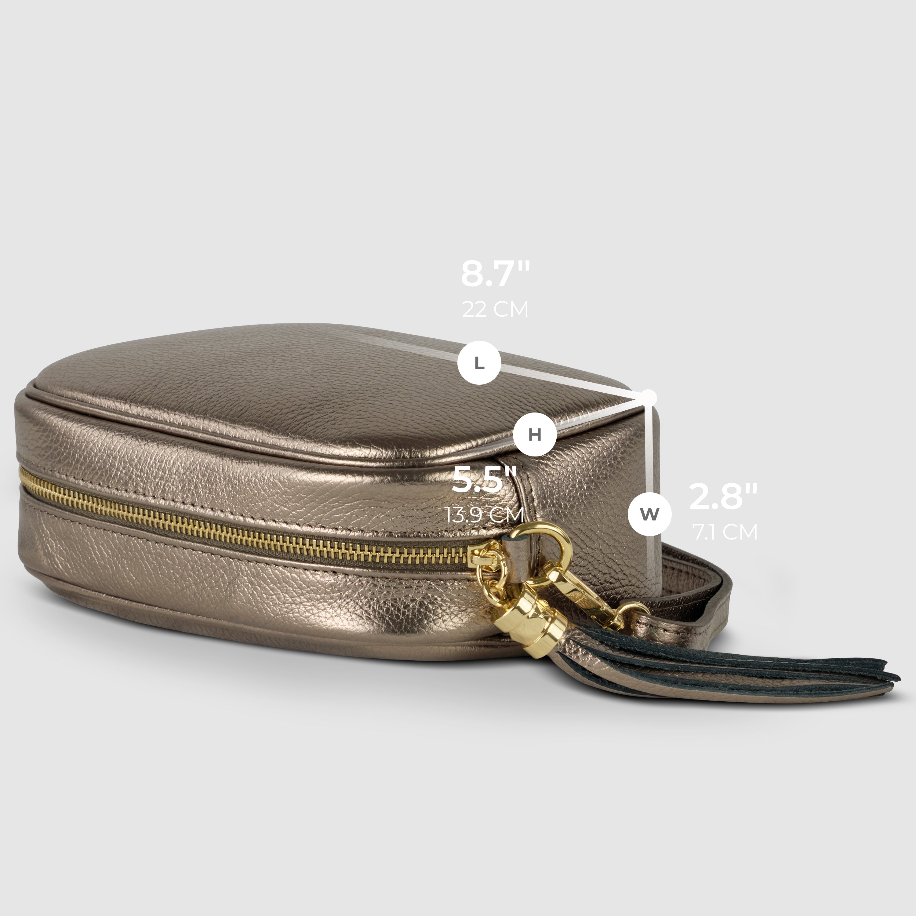 Italian Genuine Metallic Calf Leather Crossbody Bag 231302