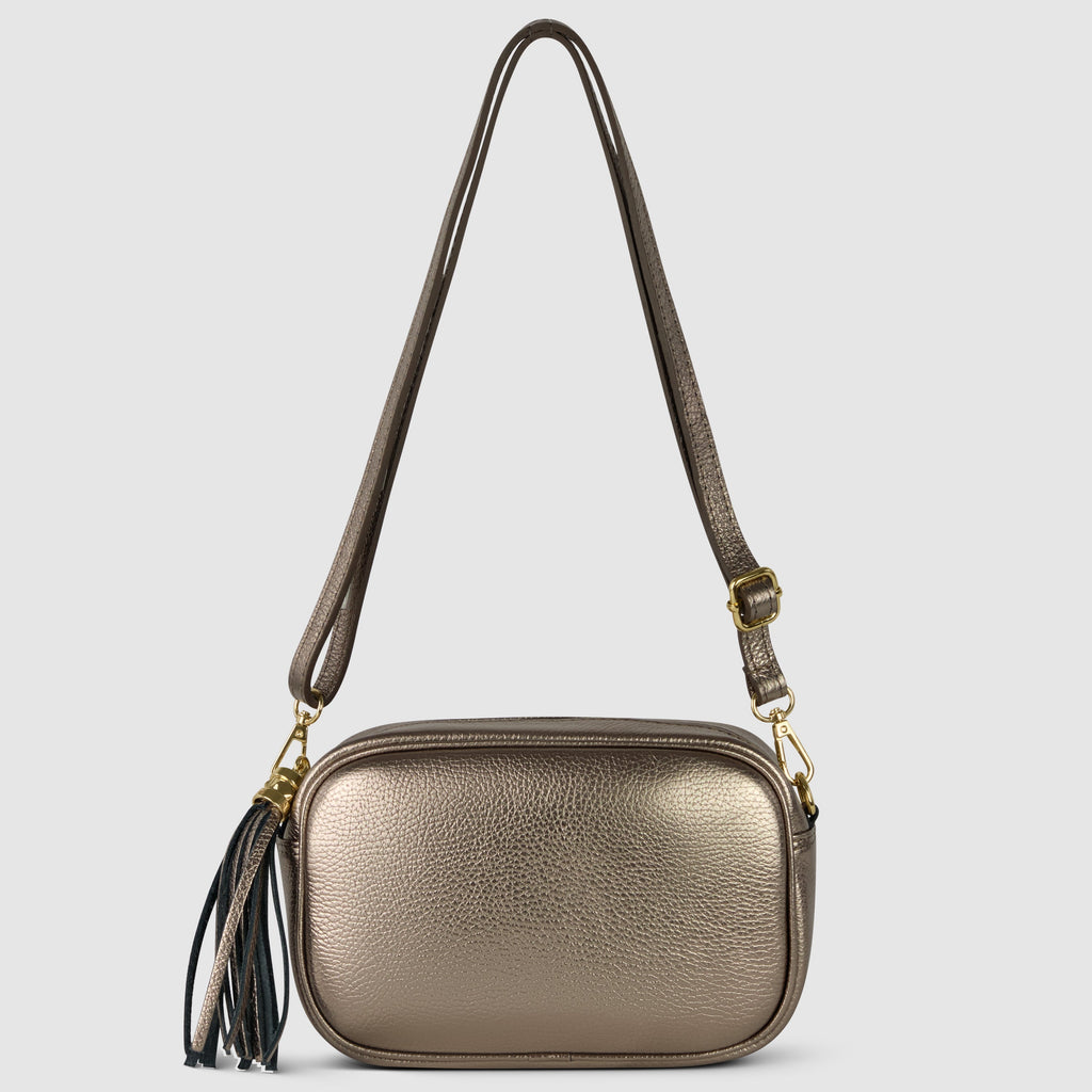 Italian Genuine Metallic Calf Leather Crossbody Bag 231302