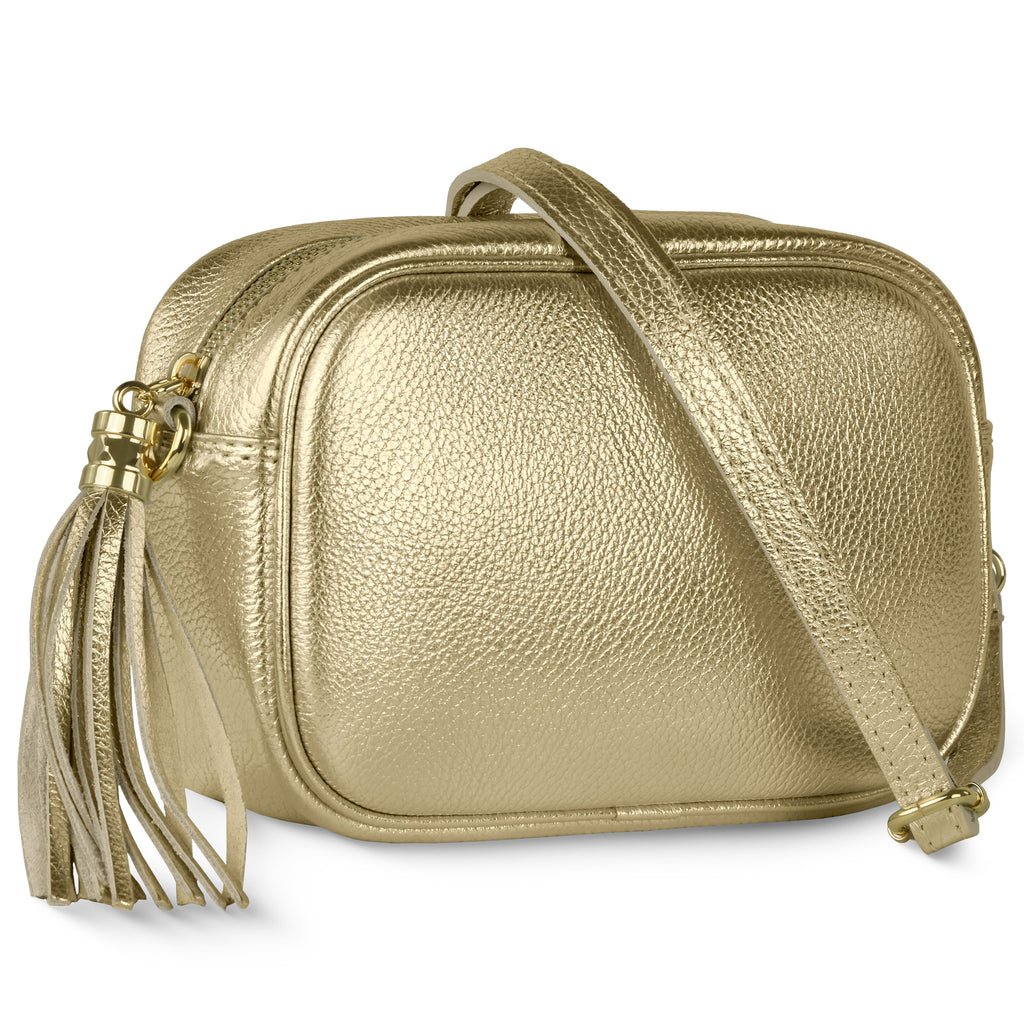 Italian Genuine Metallic Calf Leather Crossbody Bag 231302