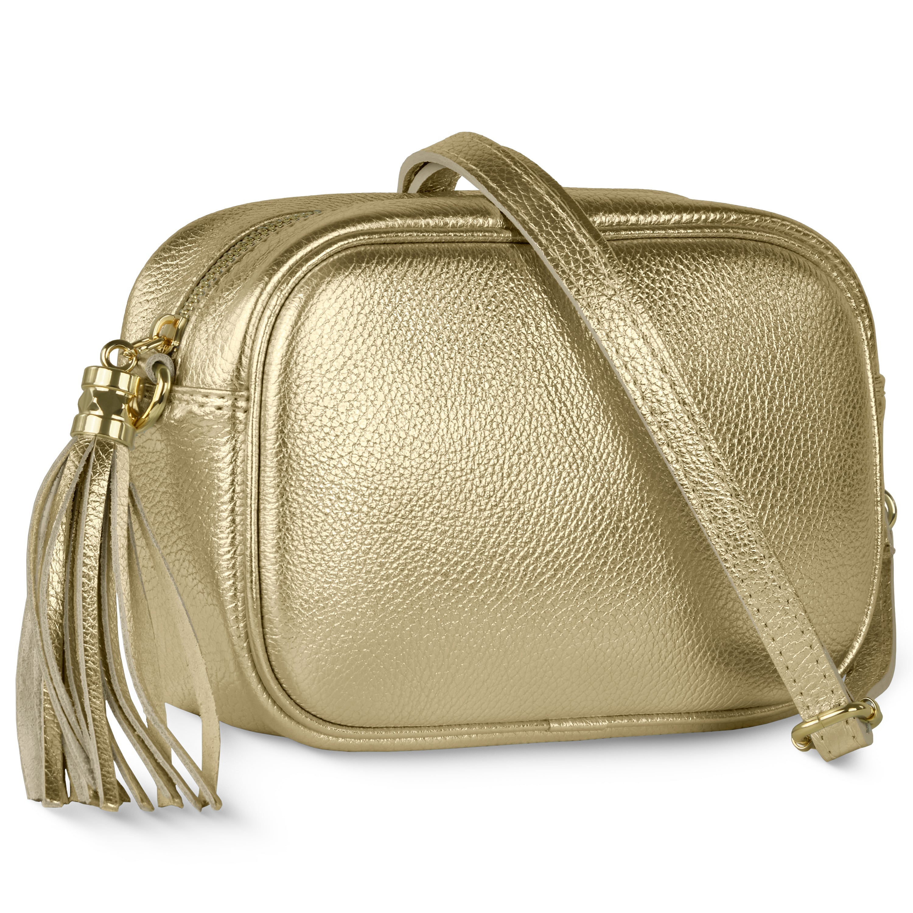 Italian Genuine Metallic Calf Leather Crossbody Bag 231302