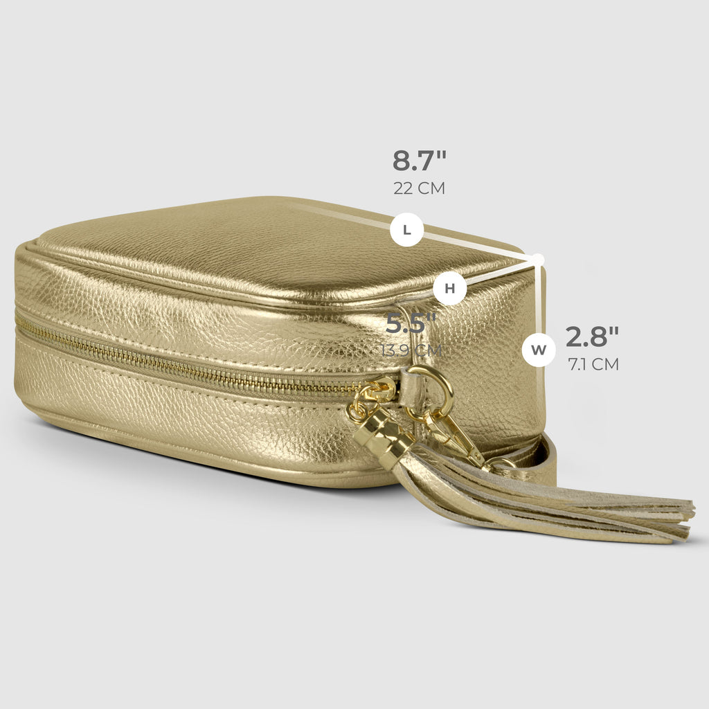 Italian Genuine Metallic Calf Leather Crossbody Bag 231302