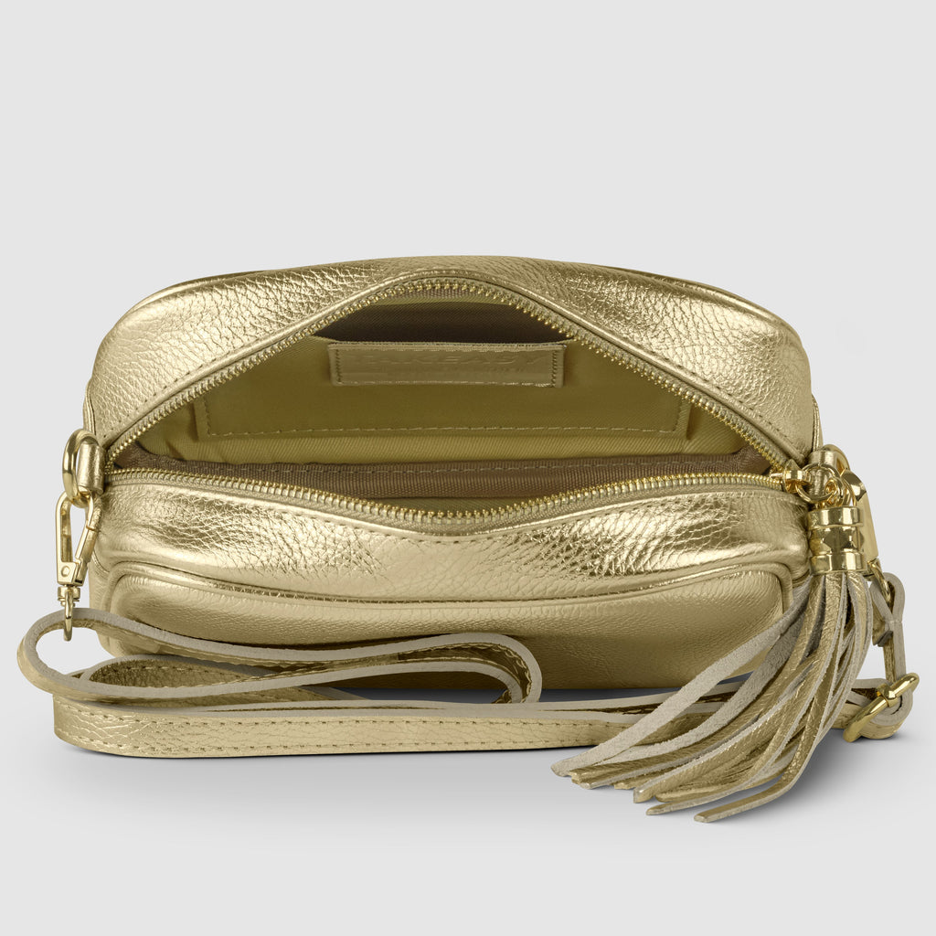 Italian Genuine Metallic Calf Leather Crossbody Bag 231302