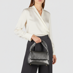 Italian Metallic Full-Grain Leather Top-Handle Bag | Trieste