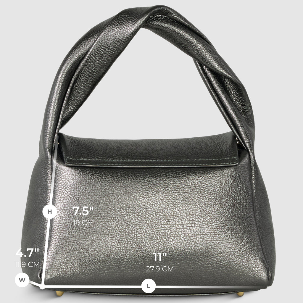 Italian Metallic Full-Grain Leather Top-Handle Bag | Trieste