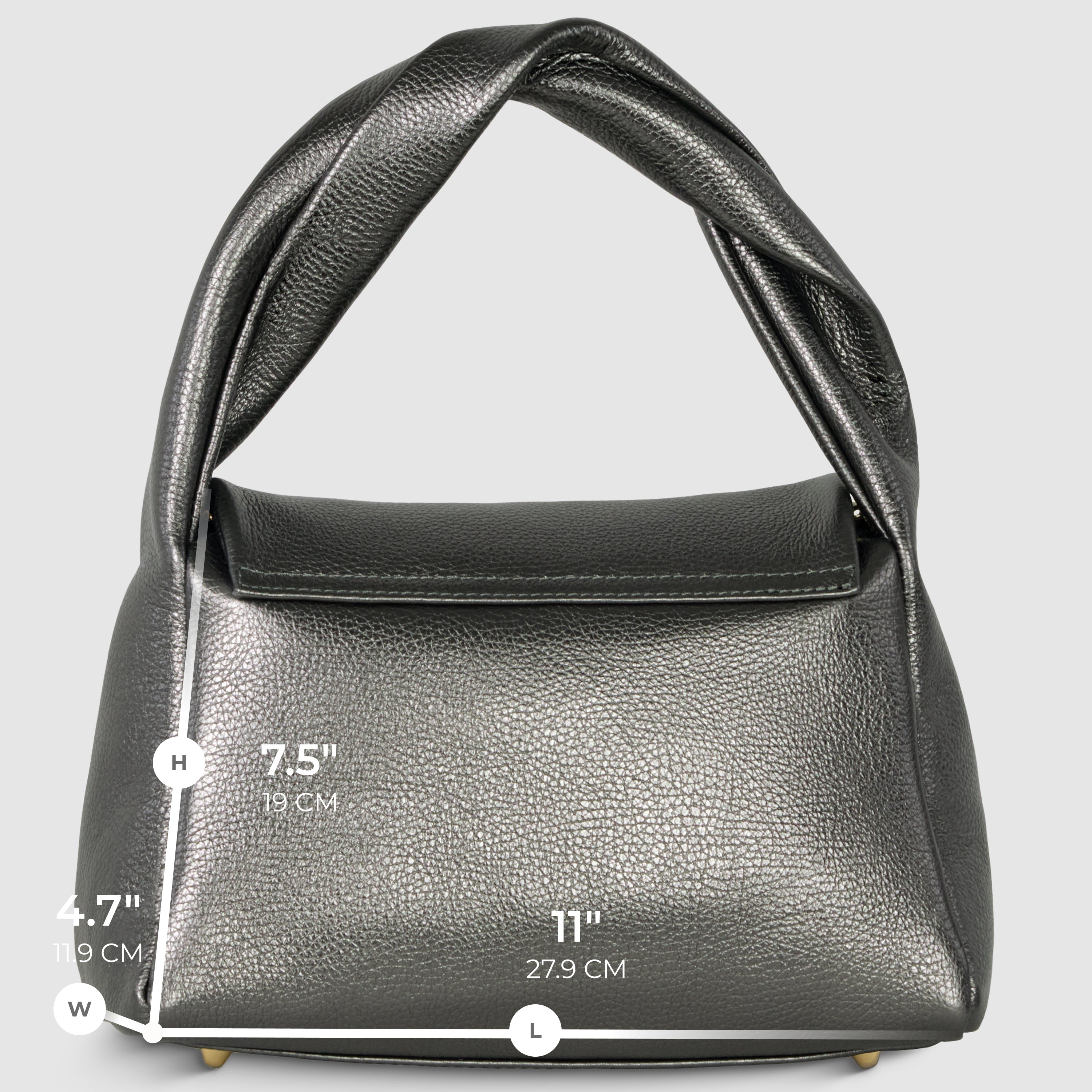 Italian Metallic Full-Grain Leather Top-Handle Bag | Trieste