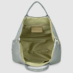 Italian Genuine Basketweave-Embossed Metallic Suede Top-Handle Bag | Imperia