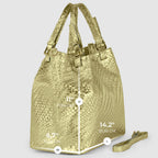 Italian Genuine Basketweave-Embossed Metallic Suede Top-Handle Bag | Imperia