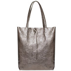 Italian Genuine Metallic Suede Tote Bag | Pisa