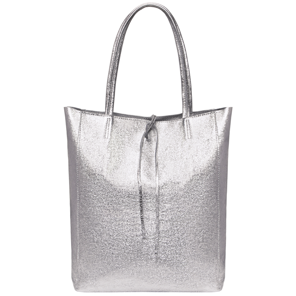 Italian Genuine Metallic Suede Tote Bag | Pisa