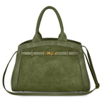 Italian Genuine Suede & Full-Grain Leather Top-Handle Bag | Forlì