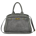 Italian Genuine Suede & Full-Grain Leather Top-Handle Bag | Forlì