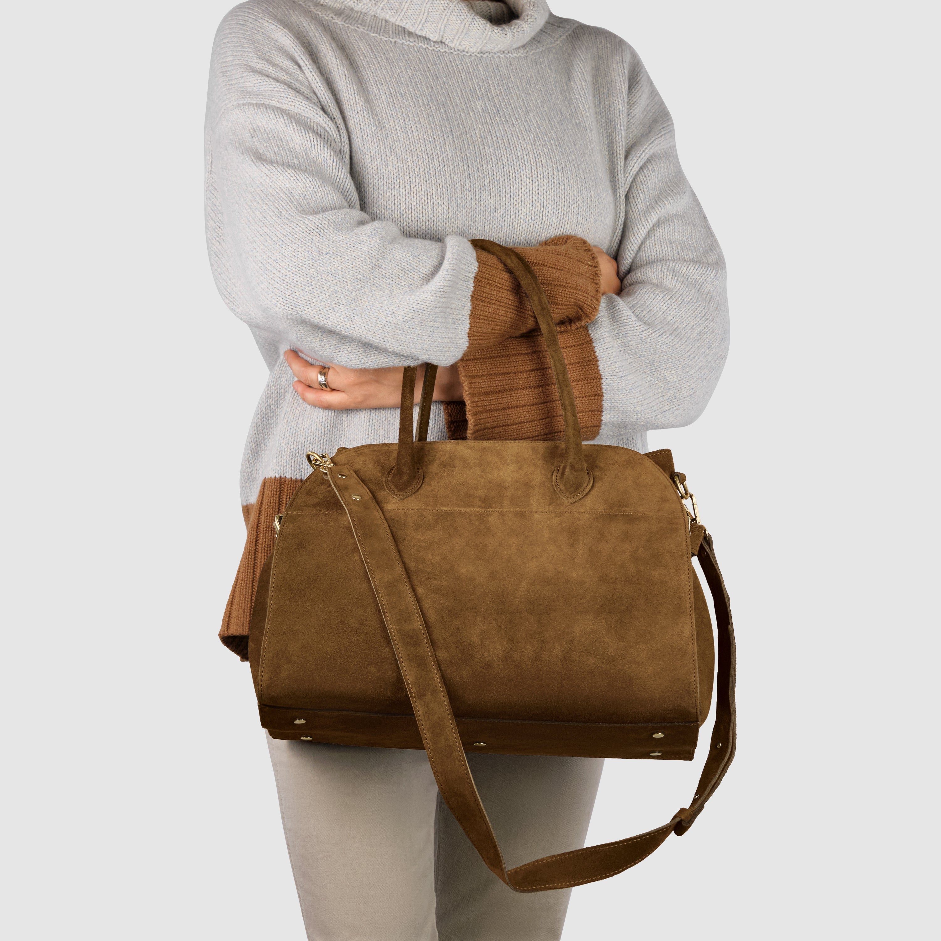 Italian Genuine Suede Top-Handle Bag 413912