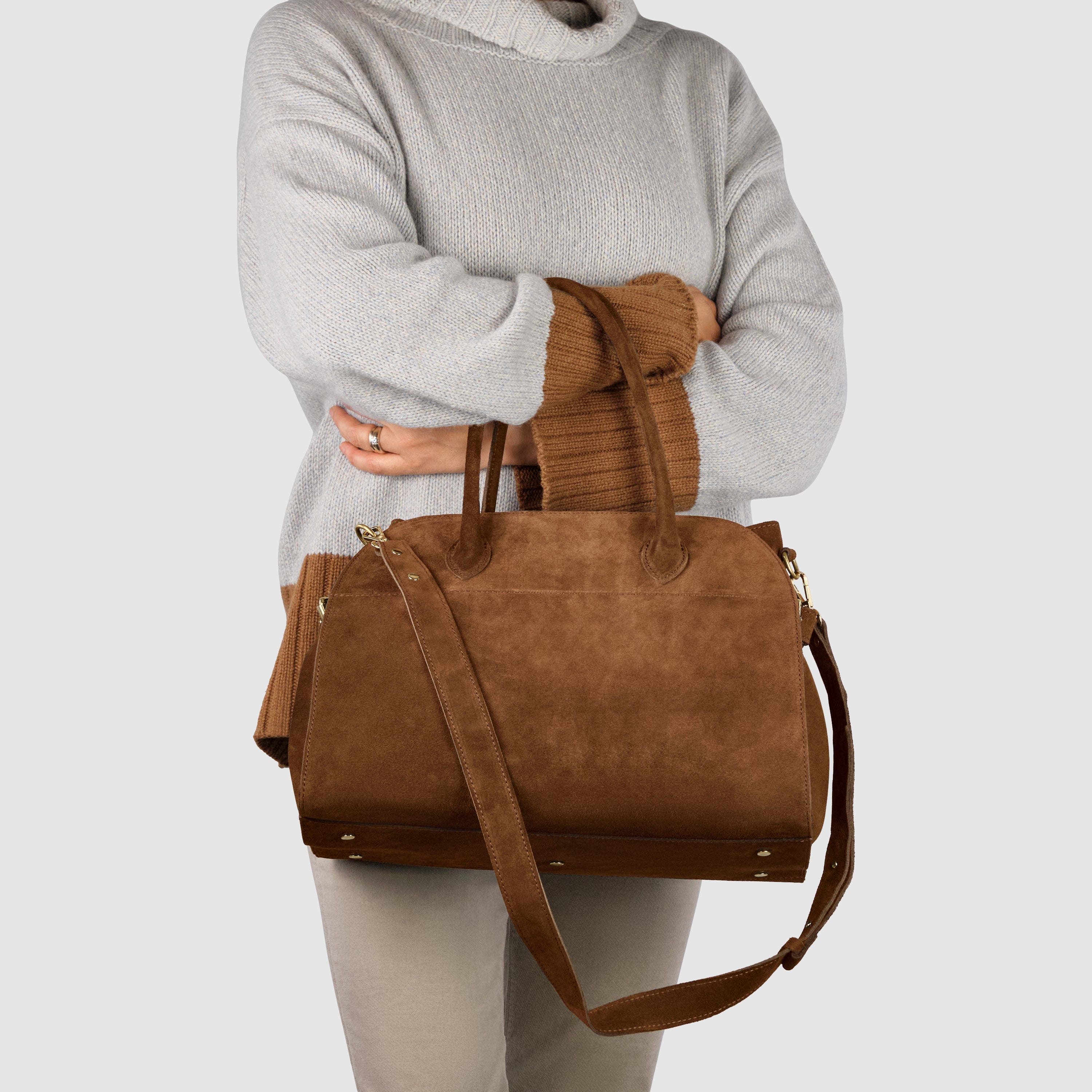 Italian Genuine Suede Top-Handle Bag 413912