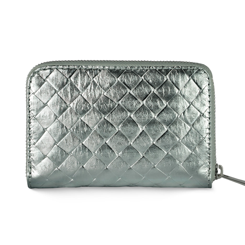 Italian Genuine Woven-Embossed Metallic Suede Wallet | Pesaro