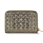 Italian Genuine Woven-Embossed Metallic Suede Wallet | Pesaro