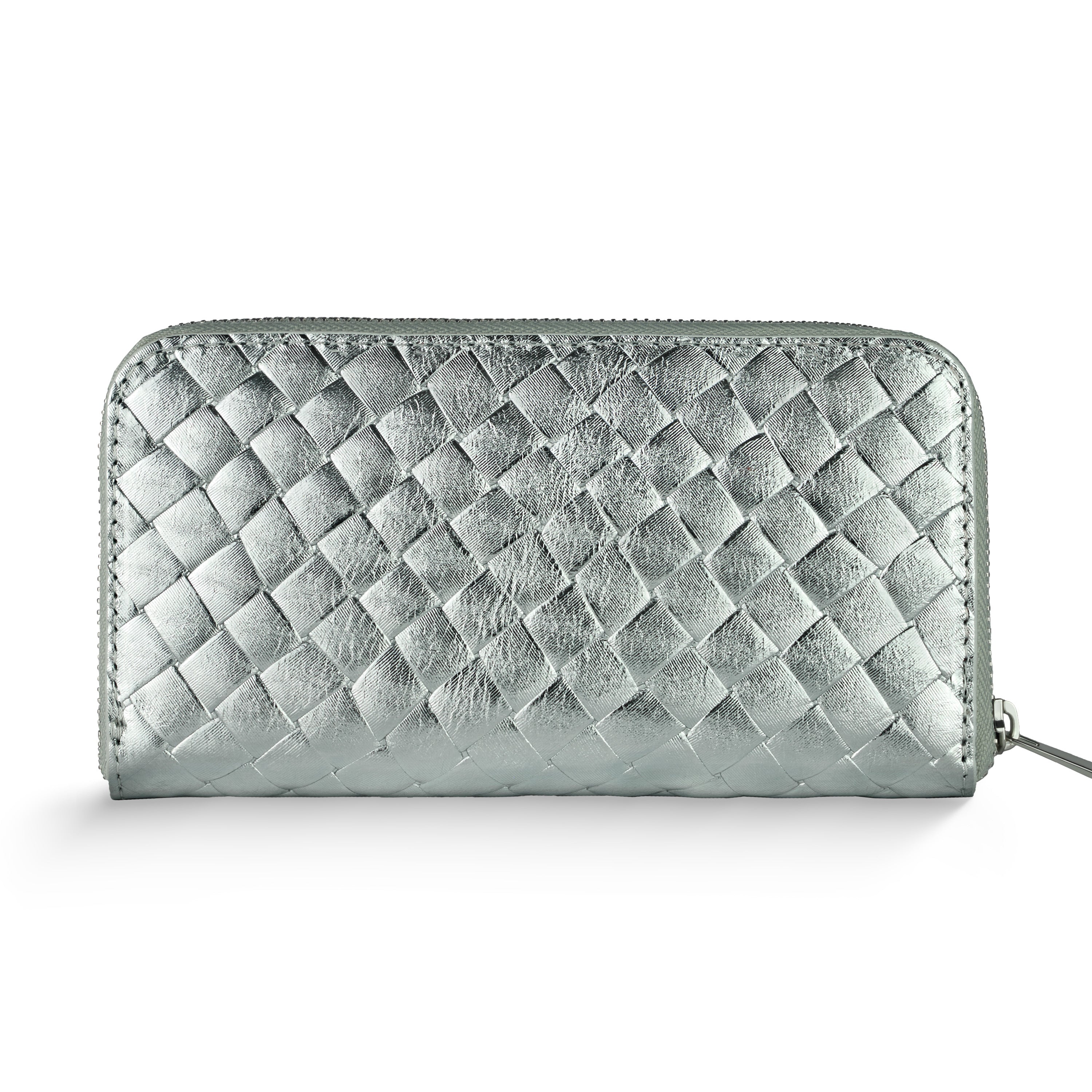 Italian Genuine Woven-Embossed Metallic Suede Wallet | Trento