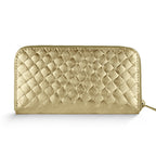 Italian Genuine Woven-Embossed Metallic Suede Wallet | Trento