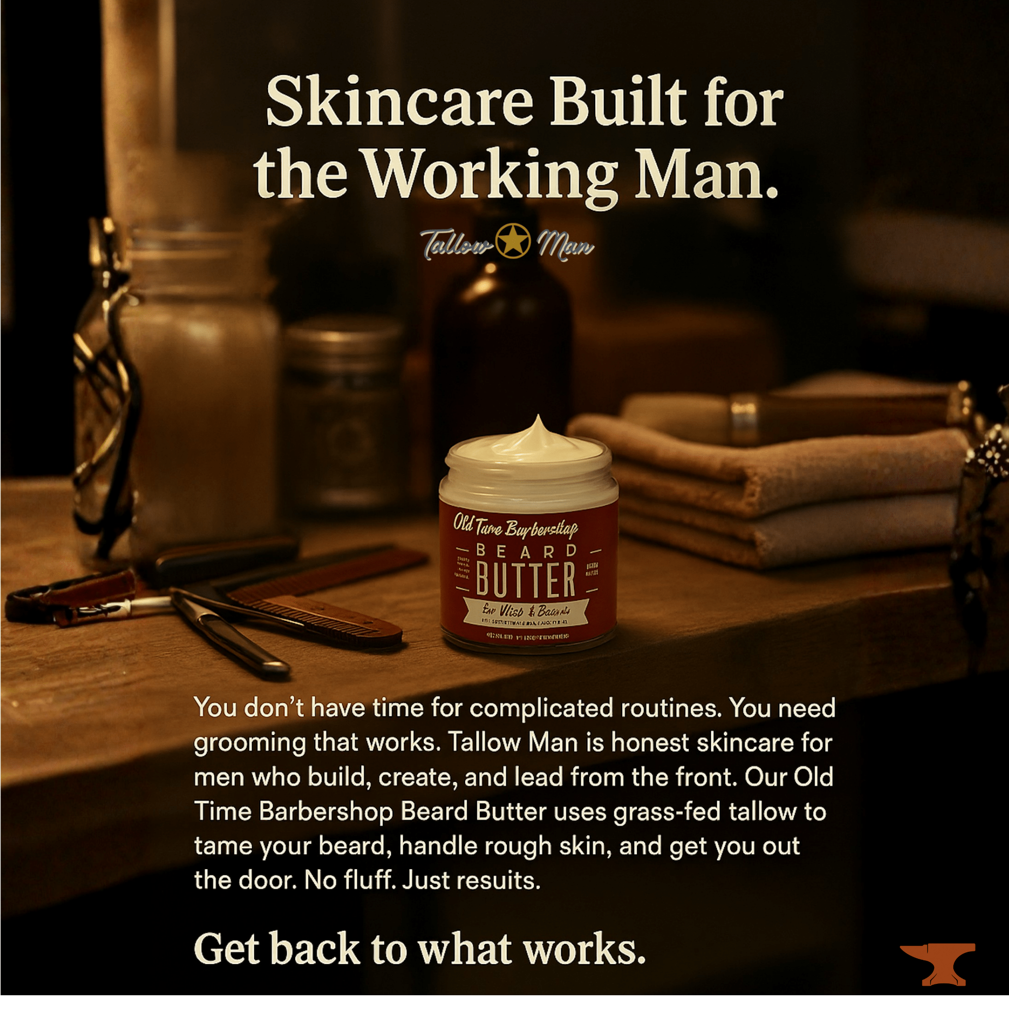 Tallow Man Bay Rum Beard + Body Butter | Men's Grooming | Grass - Fed Tallow | 9oz - Che Cose Belle