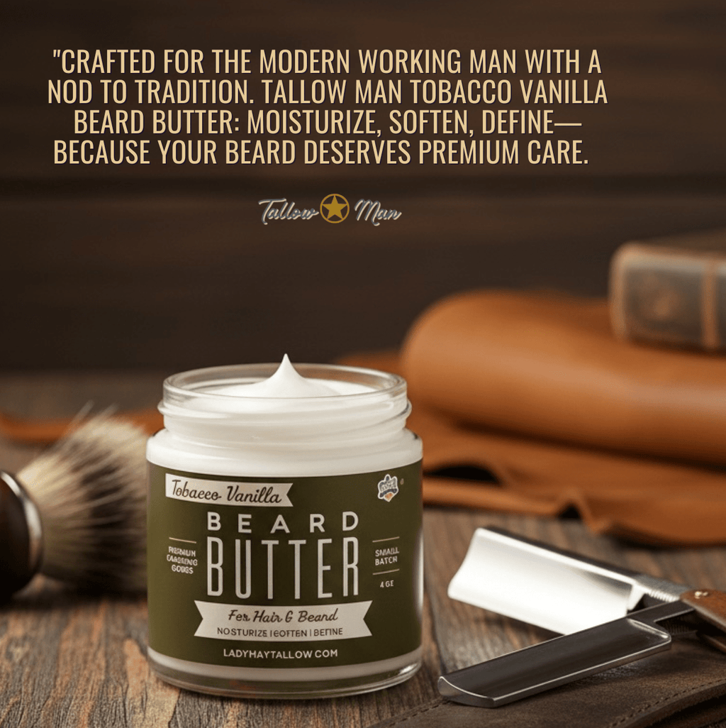 Tallow Man Bay Rum Beard + Body Butter | Men's Grooming | Grass - Fed Tallow | 9oz - Che Cose Belle