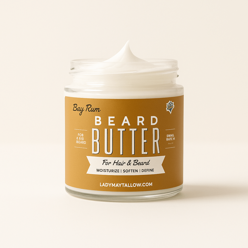 Tallow Man Bay Rum Beard + Body Butter | Men's Grooming | Grass - Fed Tallow | 9oz - Che Cose Belle