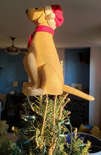 Tan Yellow Lab Santa Hat Christmas Tree Topper Hand Felted Wool Arcadia Home