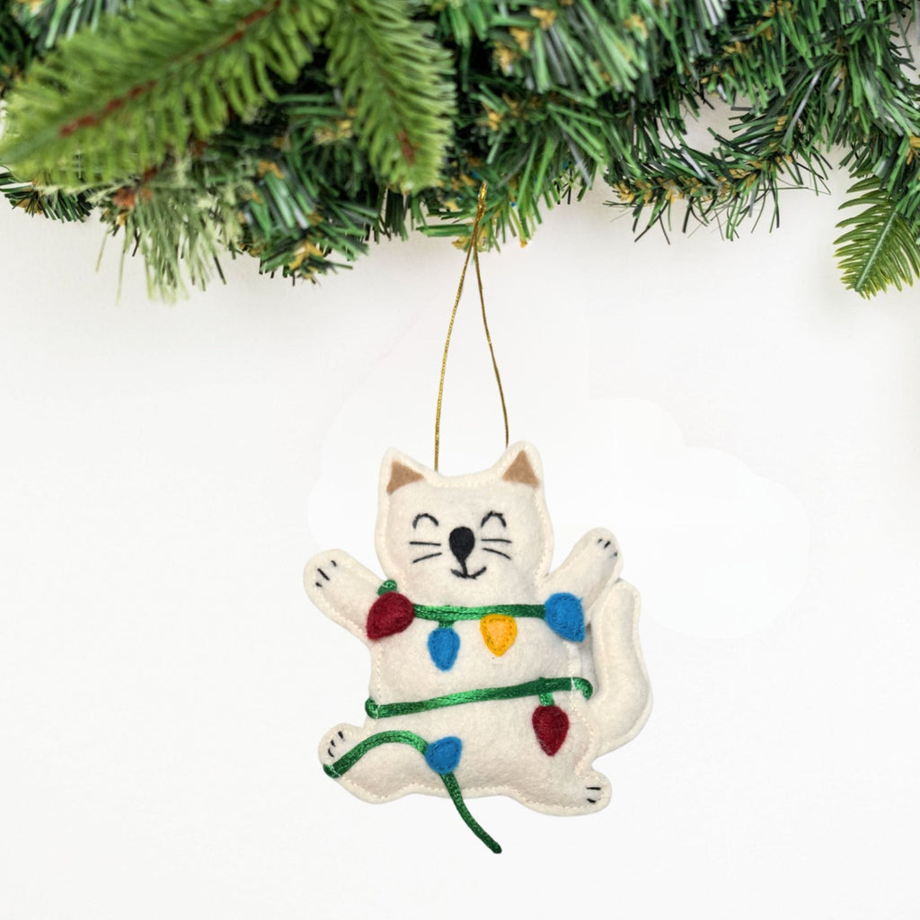 Tangled in Lights Cat Ornament - Che Cose Belle