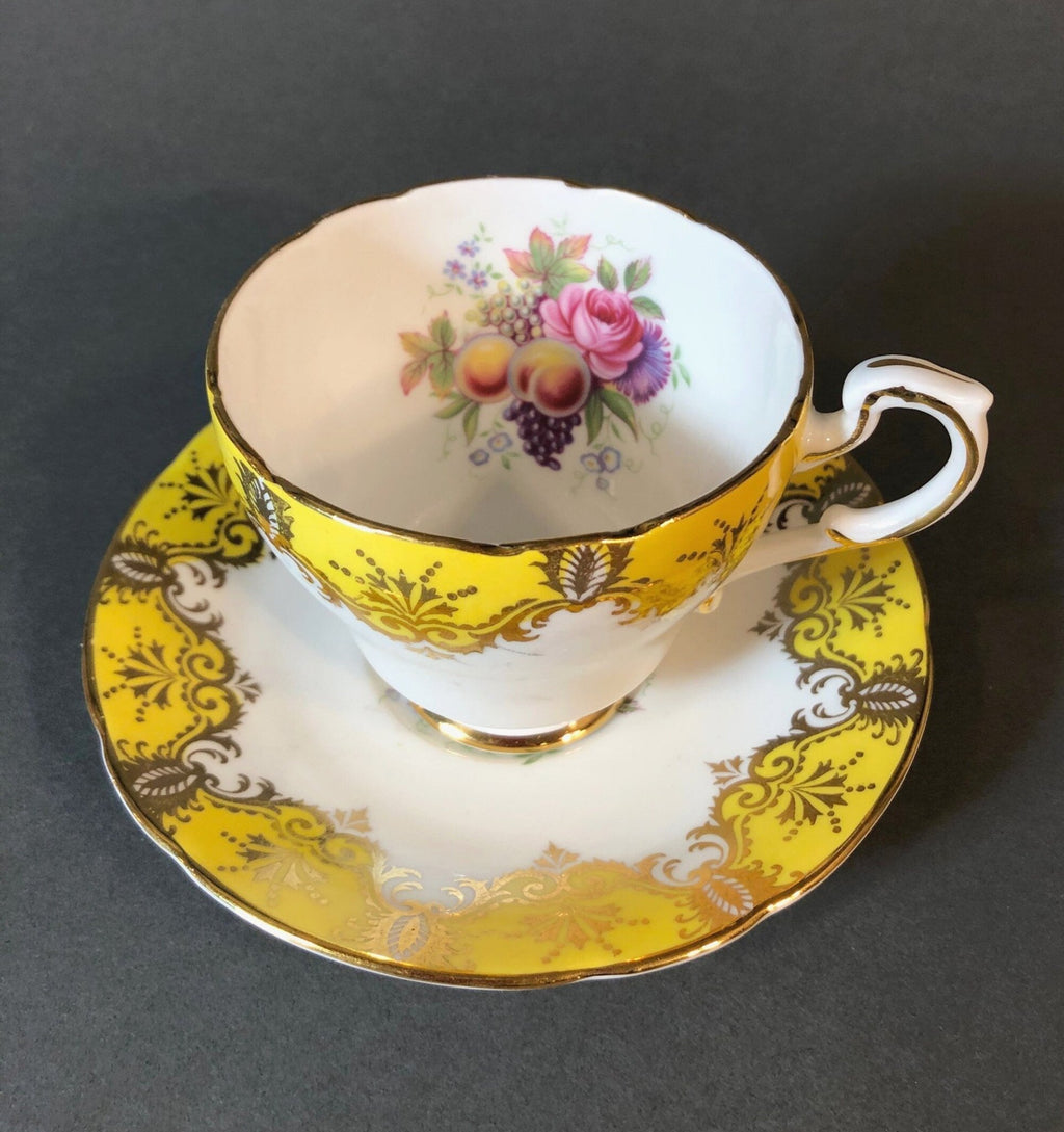 Tea Cup and Saucer by Paragon Made in England in Yellow, Gold, Pink - Che Cose Belle