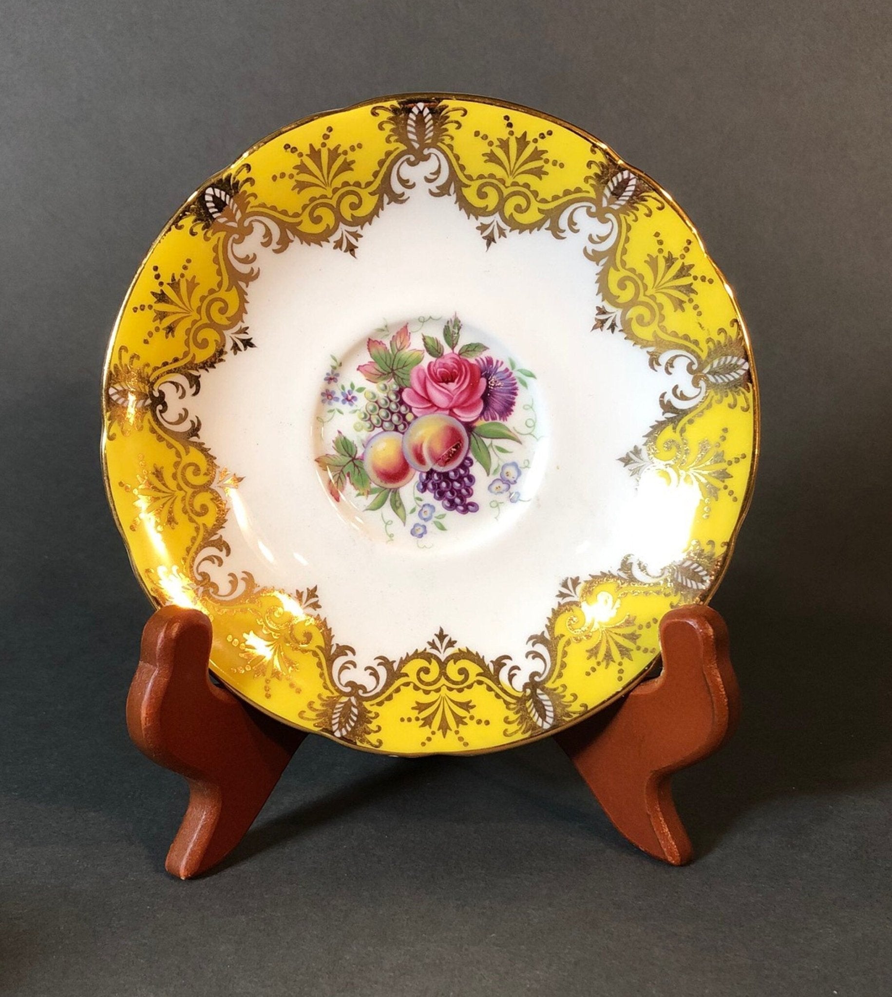 Tea Cup and Saucer by Paragon Made in England in Yellow, Gold, Pink - Che Cose Belle