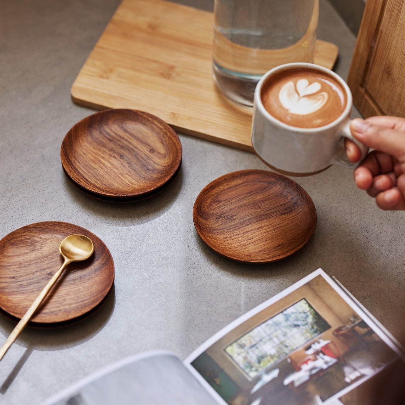 Teak Coasters - set of 4 - Che Cose Belle