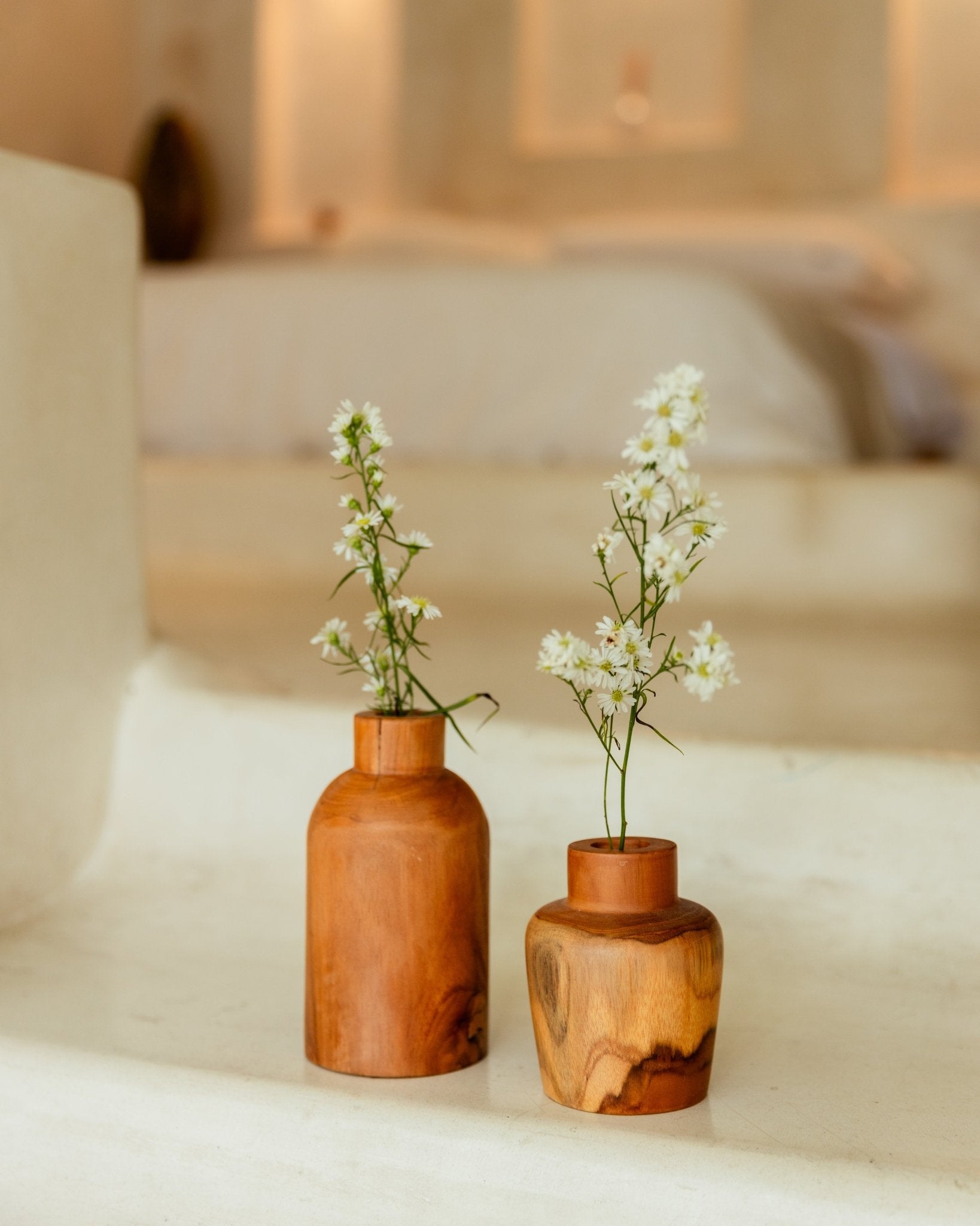 Teak Flower Vases - Che Cose Belle