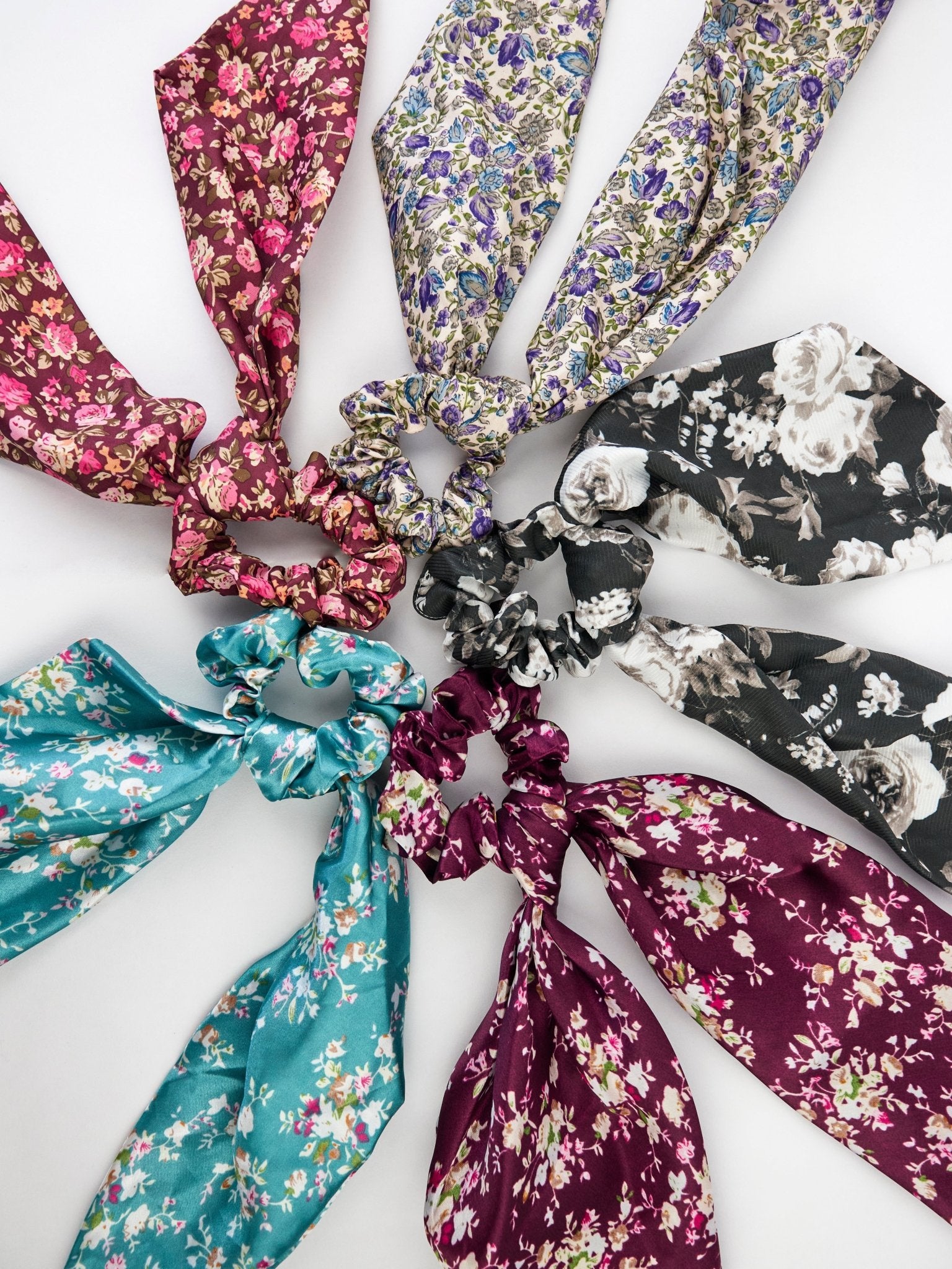 Teal Satin Scarf Scrunchie - Che Cose Belle