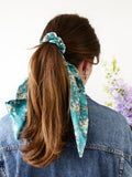Teal Satin Scarf Scrunchie - Che Cose Belle