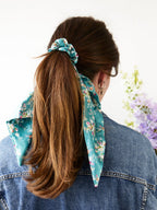 Teal Satin Scarf Scrunchie - Che Cose Belle