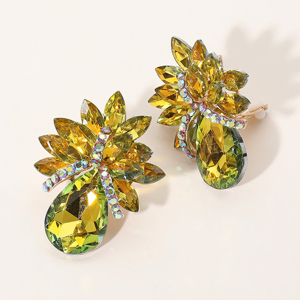 Teardrop Stone Accented Clip on Evening Earrings - Che Cose Belle