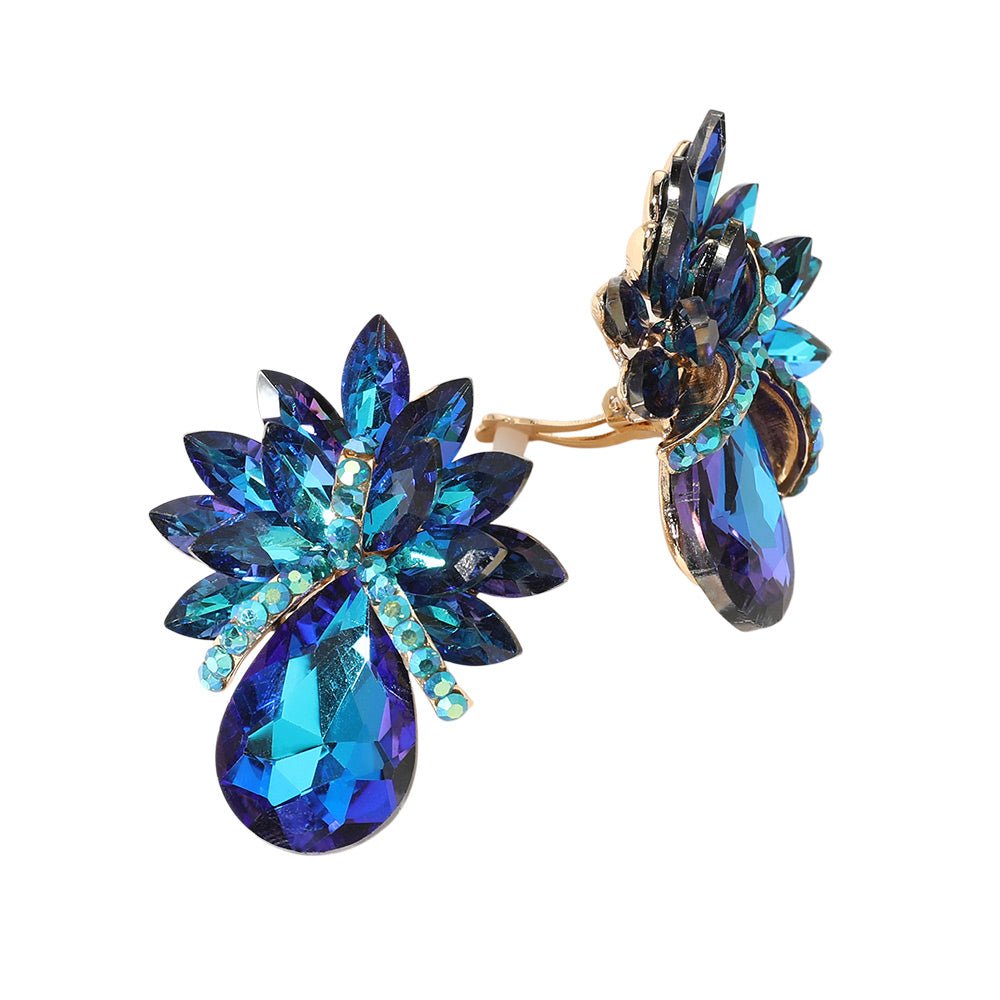 Teardrop Stone Accented Clip on Evening Earrings - Che Cose Belle