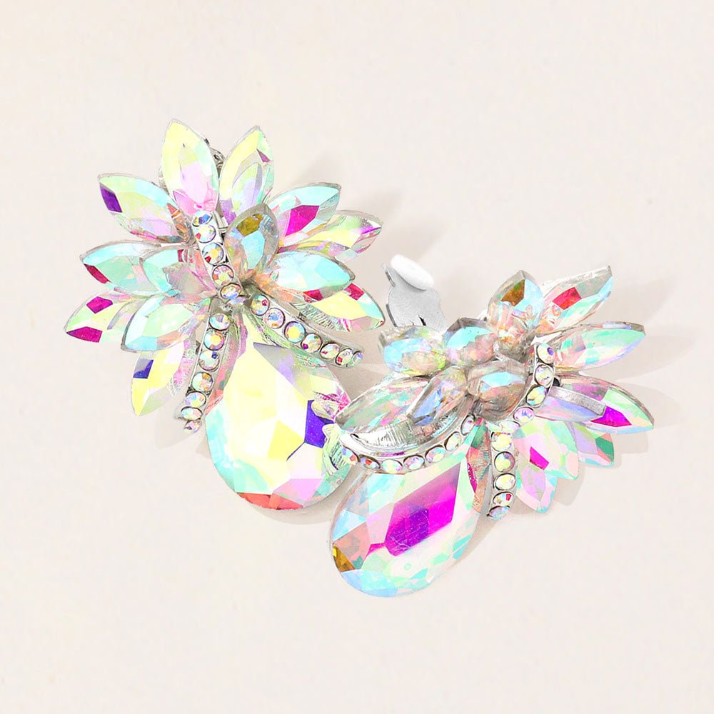 Teardrop Stone Accented Clip on Evening Earrings - Che Cose Belle