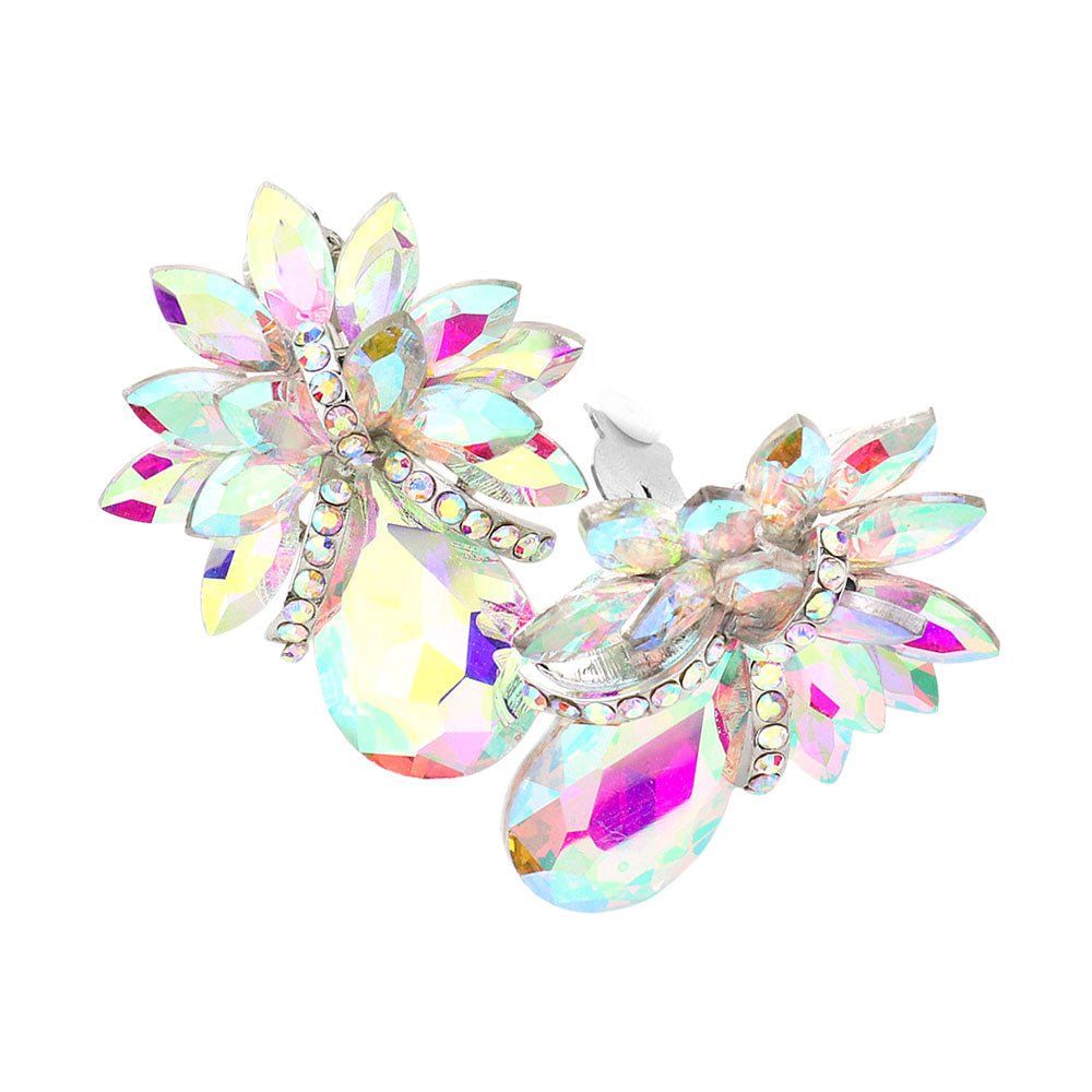 Teardrop Stone Accented Clip on Evening Earrings - Che Cose Belle