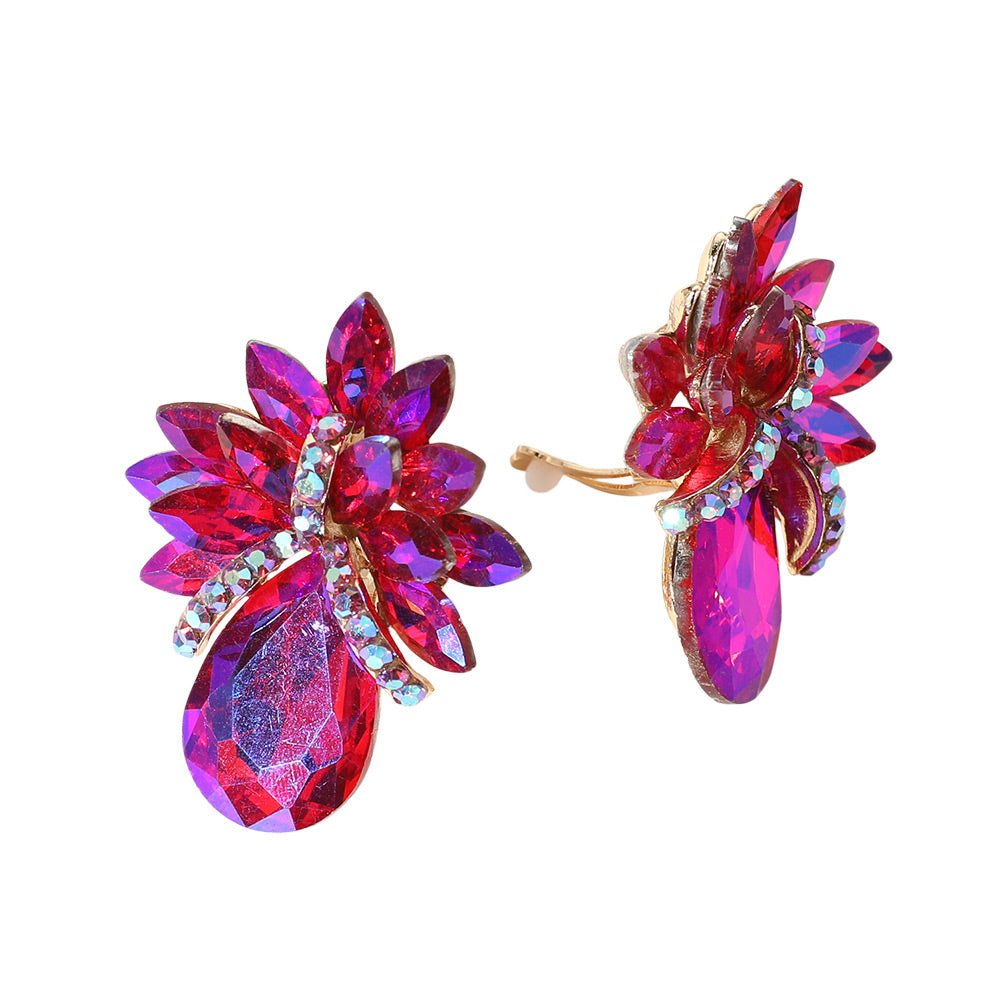 Teardrop Stone Accented Clip on Evening Earrings - Che Cose Belle