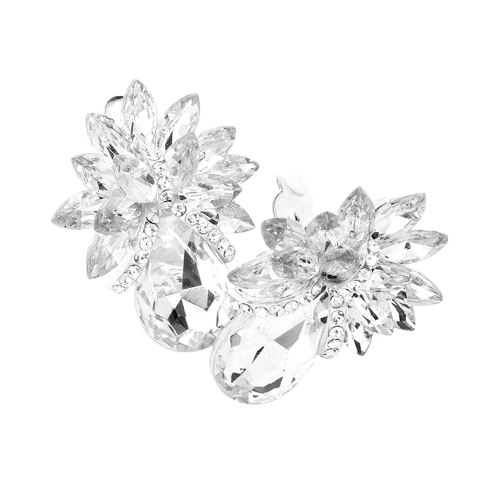 Teardrop Stone Accented Clip on Evening Earrings - Che Cose Belle