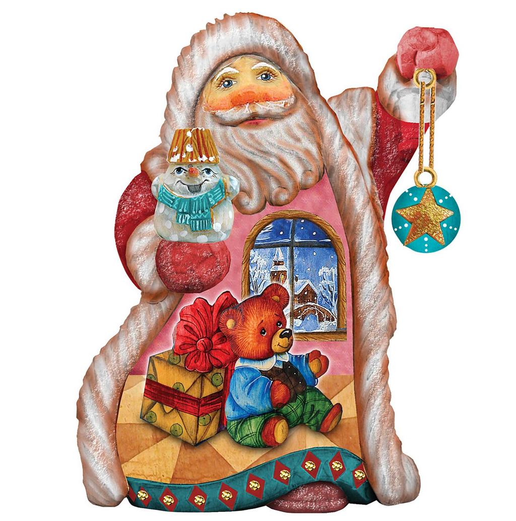Teddy Santa Sculpted Hand-Painted Christmas Figurine by G. DeBrekht - Christmas Santa Snowman Decor - 661531 - Che Cose Belle